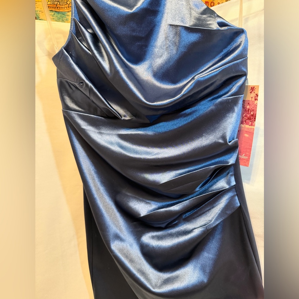 Emerald Sundae Blue Satin Mini Dress - Picture 2 of 6